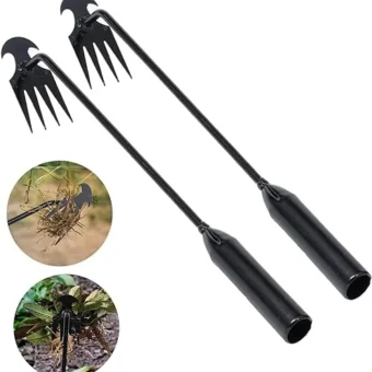 Weed Puller Tool Garden Weed Pulling Tool, Portable Garden Weeder Tool Uprooting Weeding Tool, 4 Teeth Manganese Steel Forged Hand Weeder for...