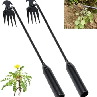 Weed Puller Tool Uprooting Weeding Tool, 2023 New Portable Garden Weeder Tool Weed Pulling Tool, 4 Teeth Manganese Steel Forged Hand Weeder for...