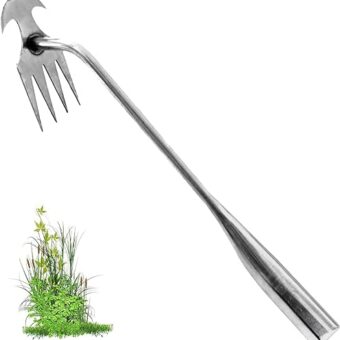 Weed Puller Tool, Weeding Artifact Uprooting Weeding Tool, 4 Teeth Manganese Steel Forged Dual Purpose Weeder, Gardening Hand Tools for Yard Farm...