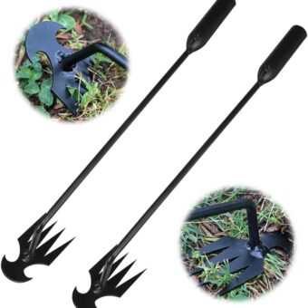 Weed Puller Tool, Weeding Artifact Uprooting Weeding Tool Weed Remover Tool 4 Teeth Manganese Steel Garden Weed Pulling Tool, Hand Weeder Tool with...