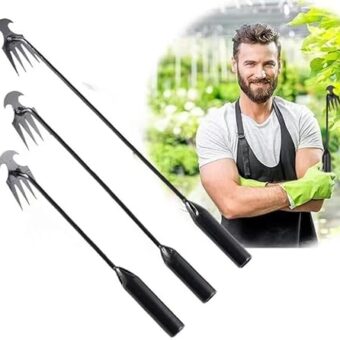 Weed Puller Tool,Weeding Tool, Portable Garden Weeder Tool Uprooting Weeding Tool, 4 Teeth Dual Purpose Hand Weeder with Long Handle for Vegetable...