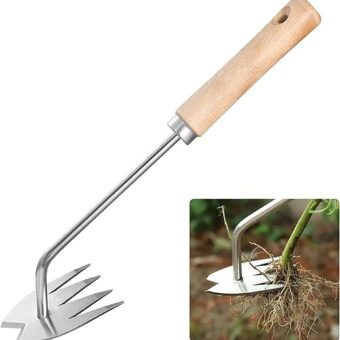 Weed Removal Tool, Uprooting Weeding Tool, Hand Weeder Tool for Gardening with Wood Handle, V-Shaped Weeding Tool Suitable for Garden, Farm, Yard,...