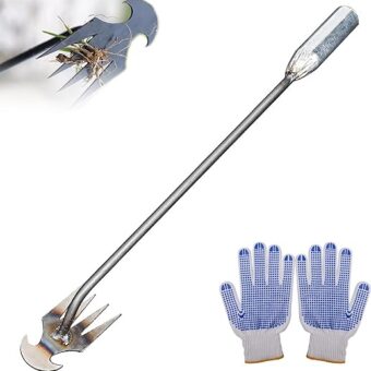 Weed Wizard Uprooting Tool, 4 Teeth Gardening Hand Weeding Tool, Garden Weeding Tool, Multifunctional Long Handle Weeding Tool for Lawn Garden...