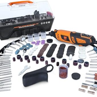 WEN 23190 1.3-Amp Variable Speed Steady-Grip Rotary Tool with 190-Piece Accessory Kit, Flex Shaft, and Carrying Case, Multicolor