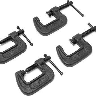 WEN CLC108 Heavy-Duty Cast Iron C-Clamps with 1-Inch Jaw Opening and 0.8-Inch Throat, 4 Pack