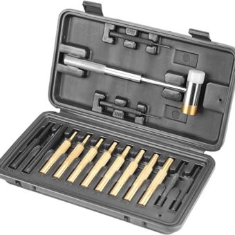 Wheeler Engineering Hammer and Punch Set with Brass, Steel, Plastic Punches, Brass/Polymer Hammer and Storage Case for Gunsmithing Maintenance