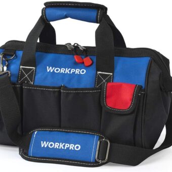 WORKPRO 14-inch Tool Bag, Multi-pocket Tool Organizer with Adjustable Shoulder Strap