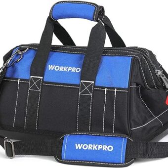 WORKPRO 16-inch Wide Mouth Tool Bag with Water Proof Molded Base