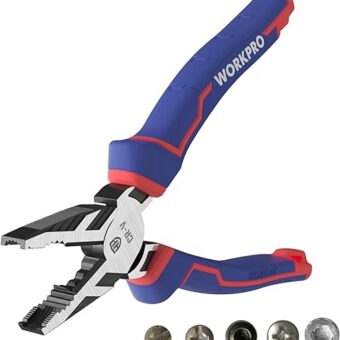 WORKPRO 8" Linesman PRO Screw Extractor Pliers(Combination Pliers) with Unique Non-slip Jaws, Stripped Screw Remover Tool, Lineman Pliers for...