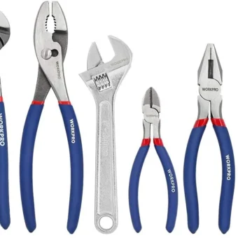 WORKPRO Large Pliers & Wrench Set 6-Piece (10" Water Pump Pliers, 10" Slip Joint Pliers, 8" Long Nose Pliers, 8" Linesman Pliers, 6" Diagonal...