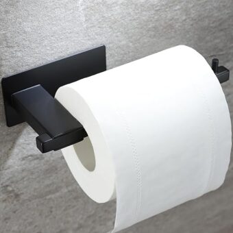 YIGII Adhesive Toilet Paper Holder Wall Mount - Stick on Toilet Paper Holders for Bathroom no Drill Toilet Roll Holder Stainless Steel Black