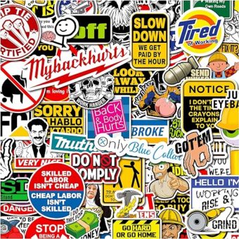 160 PCS Funny Hard Hat Stickers for Adults - Waterproof Funny Stickers for Welding Helmet, Tool Box, Electrician, Mechanic Tools - Blue Collar...