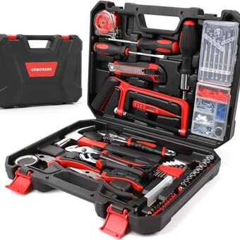 COMOWARE 177 Pcs Home Tool Kit - Basic Household Hand Tool Set, Truck Tool Kit Socket Wrench Combination Tool Set for Home with Plastic Toolbox...