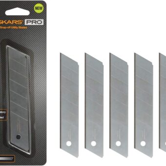 Fiskars 771050-1001 Pro Utility Knife Replacement Blades, 25 mm 5 Pack, Sliver