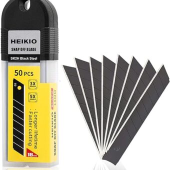 HEIKIO 18mm Snap-off Blades, 50-Pack, Quality Black Carbon Steel Made, Sharp and Durable, Heavy-duty Replacement Blade for 18mm Box Cutter and...