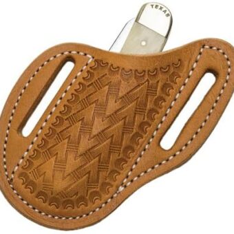 Leather Sheath, Slanted Pancake/ Tooled /Belt /Trapper Knife Sheath,TAN