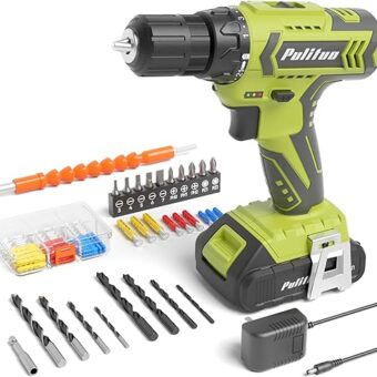 PULITUO Cordless Drill Set - 20V Electric Power Drill with Battery and Charger, 30N Torque, 21+1 Torque Settings, 2 Variable Speeds, includes a...