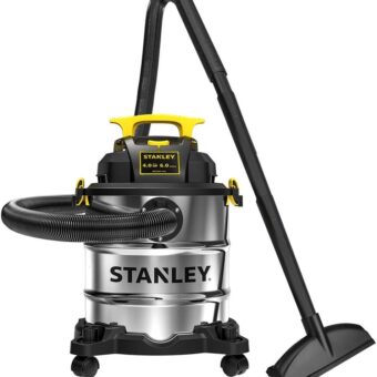 Stanley SL18116 Wet/Dry Vacuum, 6 Gallon, 4 Horsepower, Stainless Steel Tank, 4.0 HP, Silver+yellow