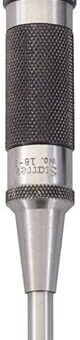 Starrett Steel Automatic Center Punch with Adjustable Stroke - 5-1/4" (130mm) Length, 11/16" (17mm) Punch Diameter, Lightweight, Knurled Steel...