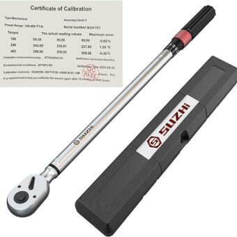 SuZhi 90 teeth 1/2 Inch drive 25-250 ft-lb Torque Wrench 33.75-337.5N.M, 22'' Length, Alloy Aluminum & Cr-Mo for Garage Car & Motorcycle, Spark...