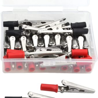 WMYCONGCONG 22 PCS Metal Alligator Clips Electrical Test Clamps with Plastic Hands Red Black Kit