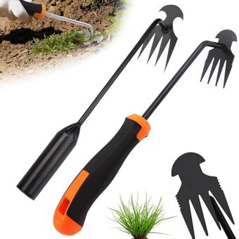 YXYDUM Weeding Artifact Uprooting Weeding Tool, 2024 Upgrade 4 Teethes Dual Purpose Manual Multifunctional Weeders Tool Weed Pulling Tool Stainless...