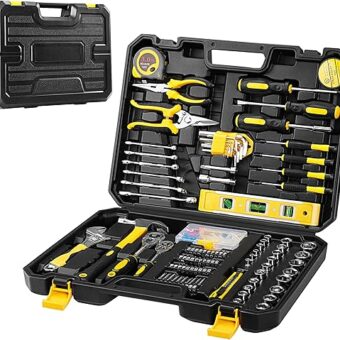 158-Piece Tool Kit, Multi-Purpose Hand Tool Set for Automotive, Car, and Household Repairs with Ergonomic Handles, Portable and Compact Toolbox for...