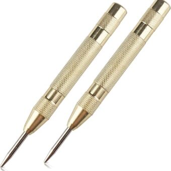 2Pcs Automatic Center Punch, 5'' Premium Spring Loaded Center Punch, Adjustable Spring Loaded Center Hole Punch, Heavy Duty Steel Automatic Center...