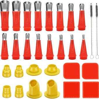 30Pcs Caulking Finisher Kit, 16Pcs Caulking Nozzle Tips Reusable Caulking Nozzle Coating Caulking Tool Kit with 8 Connector Caulking Guns and 4...