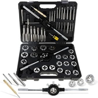 ABN Tap and Die Set Standard 1/4-20 to 1-14 NF - Large 51 Piece Bolt and Pipe SAE Tap Sets for Threading