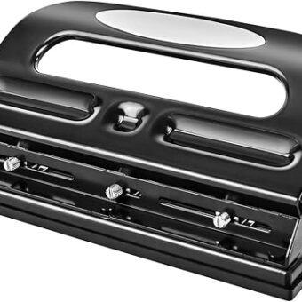 Amazon Basics 2/3 Hole Punch, Semi-Adjustable, 30 Sheet Capacity, Black