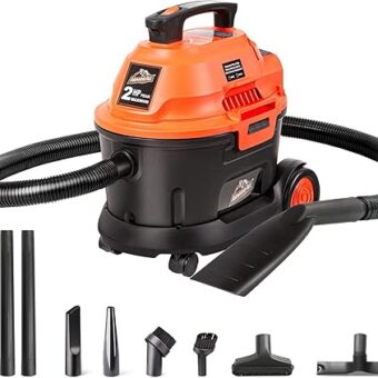 Armor All AA255W 2.5 Gallon 2 Peak HP Utility Wet/Dry Car and Shop Vac, 2.5-Gallon, Orange