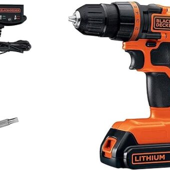 BLACK+DECKER 20V MAX Cordless Drill and Driver, 3/8 Inch, With LED Work Light, Battery and Charger Included (LDX120C)