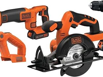 BLACK+DECKER 20V MAX Power Tool Combo Kit, 4-Tool Cordless Power Tool Set with 2 Batteries and Charger (BD4KITCDCRL)