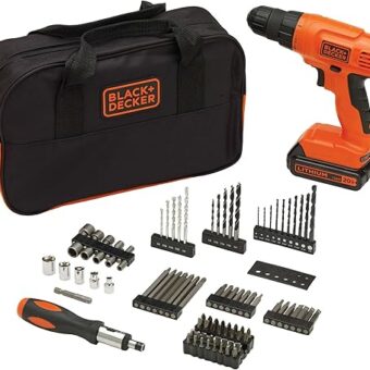 BLACK+DECKER 20V MAX* POWERCONNECT Cordless Drill Kit + 100 pc. Kit (BDC120VA100), Orange