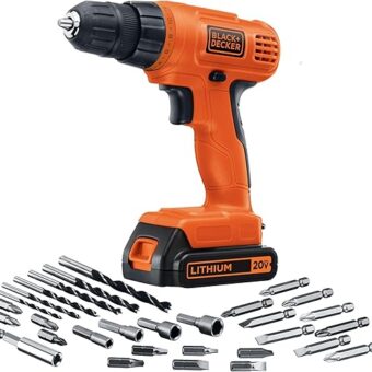 BLACK+DECKER 20V MAX POWERECONNECT Cordless Drill/Driver + 30 Piece Bits and Drivers Kit (LD120VA)