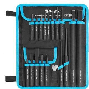 DURATECH 18 Piece Punch/Chisel/Alignment Tool Set, Including Pin Punch, Center Punch, Nail punch, Alignment Tool, Cold Chisel, Chisel Gauge, for...