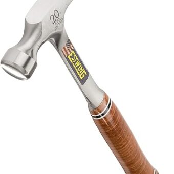 Estwing Hammer - 20 oz Straight Rip Claw with Smooth Face & Genuine Leather Grip - E20S