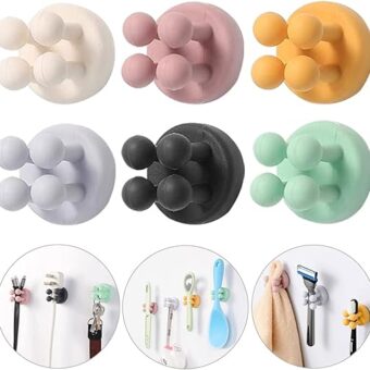 iBetterLife 6 Pcs Silicone Toothbrush Holders - Multi-Function Hook Waterproof Self Adhesive Wall Mounted Single Hook for Hanging Key, Utility Plug...