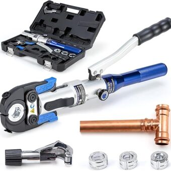 IBOSAD Copper Tube Fittings Hydraulic Pipe Crimping Tool with 1/2 inch,3/4 inch and 1 inch Jaw Copper Pipe Propress Crimpers Pressing Pliers,Suit...