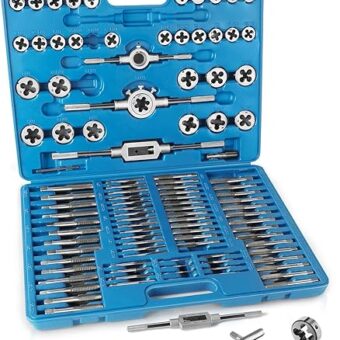 Metric Tap and Die Set 𝟏𝟏𝟎 𝗣𝗖𝗦 M2-M18 Rethreading Kit for Making Screw Threads for Cutting External and Internal Thread Threading