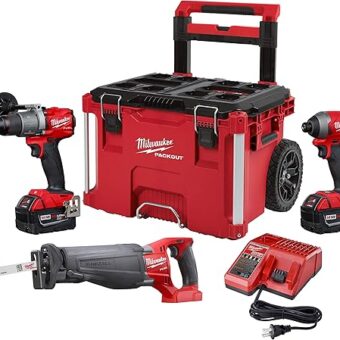 Milwaukee 2997-23SPO M18 FUEL 18-Volt Lithium-Ion Brushless Cordless Combo Kit (3-Tool) with Two 5.0 Ah Battery and PACKOUT Rolling Tool Box