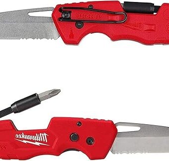 Milwaukee FASTBACK Folding Utility Knife w/Blade Multifunctionality, Red-black