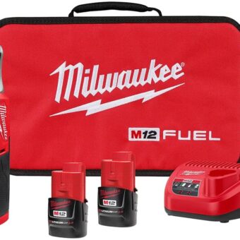 Milwaukee M12 FUEL 12-Volt Lithium-Ion Brushless Cordless High Speed 3/8 in. Ratchet Kit w/(2) Batteries, Charger and Bag