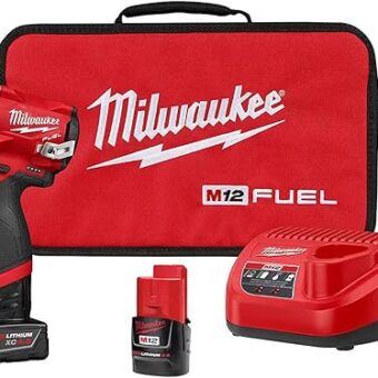 Milwaukee M12 FUEL 2555-22 12-Volt Lithium-Ion Brushless Cordless Stubby 1/2 in Impact Wrench Kit