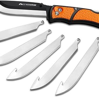 OUTDOOR EDGE 3.5" RazorLite EDC Knife. Pocket Knife with Replaceable Blades and Clip. The Perfect Hunting Knife for Skinning Deer. Blaze Orange...