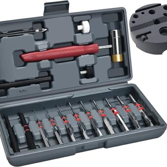 Pin Punch Set, Steel Roll Pin Punch Set, Punch Tool, Pin Punches with Replaceable Face Hammer, Made of Solid Material, Mechanical Repair Tool with...