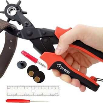 Professional Leather Hole Puncher Tool for Belts, Watch Bands, Handbag Straps and More, Precision Multi-Size Fabric & Leather Hole Puncher for...