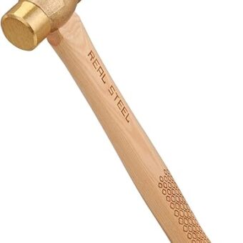 REAL STEEL Drop Forged Solid Brass Non-Sparking Hammer 20 Oz, Hickory Wood Handle 0421