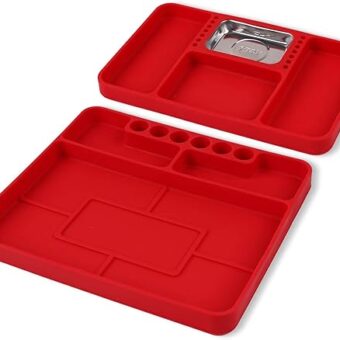 SEDY Premium Silicone Tool Tray, Automotive Non-Slip Flexible Silicone Tool Trays, Tool Organizer | 2 Piece Multi Purpose Mats with Magnetic Small...